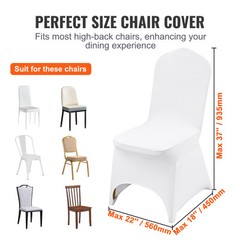 VEVOR 100PCS White Stretch Spandex Folding Chair Covers for Wedding Party Dining