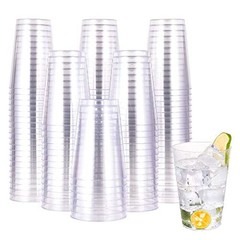 12 oz Clear Plastic Cups, 100 Pack Heavy-duty Party Glasses, Clear-12oz-100