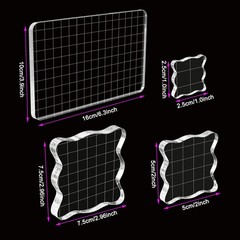 4 Pieces Stamp Blocks Acrylic Clear Stamping Blocks Tools with Grid Lines for…