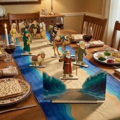 Passover Decorations Set – 9PCS Double-Sided Wooden 94.0 x 14.5 inches, Bule