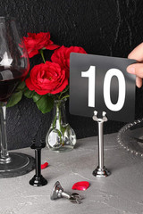 23084 1-100 Double Side Plastic Table Numbers, 4″ X 4″ Inch, Light Grey on Black