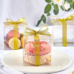 3x3x3 Inches Clear Favor Boxes with Gold Gift Ribbons 30 PCS Transparent Plastic