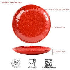 .75 inch Melamine Plates, Round Salad Dessert Appetizer Plates for 6 Multicolor