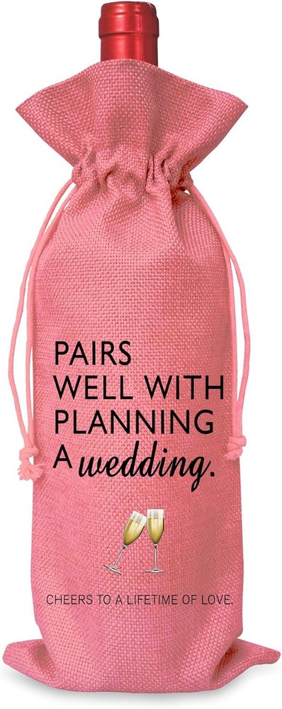 Wine Bag Wedding Gift for Mr and Mrs – Engagement Gift J14-Pink