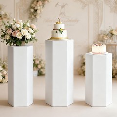 White Metal Pedestal Stands Dessert Cake Display Pillar for Wedding Birthday US