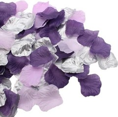900PCS Purple Lavender Silver Silk Rose Petal Violet Lilac Silver Artificial