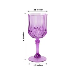 PURPLE 6 Plastic 8 oz Crystal Cut Goblets WINE GLASSES Party Events Decorations