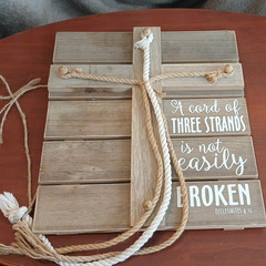 Studio His & Hers Wedding Ceremony Hanging Cross Decor, Brown/White 15.5×13.38