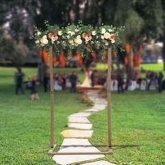 7Ft Freestanding Wooden Wedding Arch Rectangular Ceremony Backdrop
