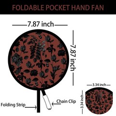 SUJJY 4 Pack Chic Black Botanical Foldable Hand Fans, 7.8 inches,