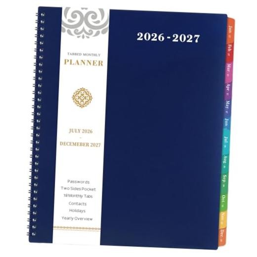 2026-2027 Monthly Planner – Planner 2026-2027, JUL 2026 – DEC 2027, 9″ x 11″