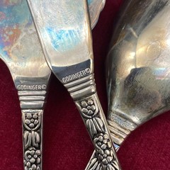 Goodinger Silver Art Floral Cake Pie Server Set 3pc Velvet Box