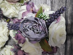4 Wedding Table Centerpieces, Floral Reception Centerpieces, Vintage, Purple