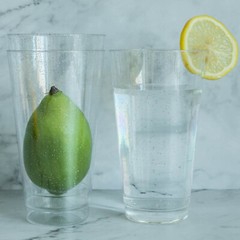 16 oz Plastic CLEAR Silver Glittered Cocktail Disposable Glasses Party Catering
