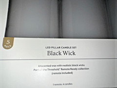 4 Pk 5″ x 3″ LED Flameless Black Wick Candle White With Remote -Threshold