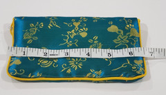 xLg 4×6.5″ Blue-Green gold Flower Chinese Fabric Jewelry Charm Zipper Pouch Euc