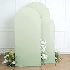 Set of 3 Sage Green Spandex Arch Covers Fitted Round Backdrop Stand Decor