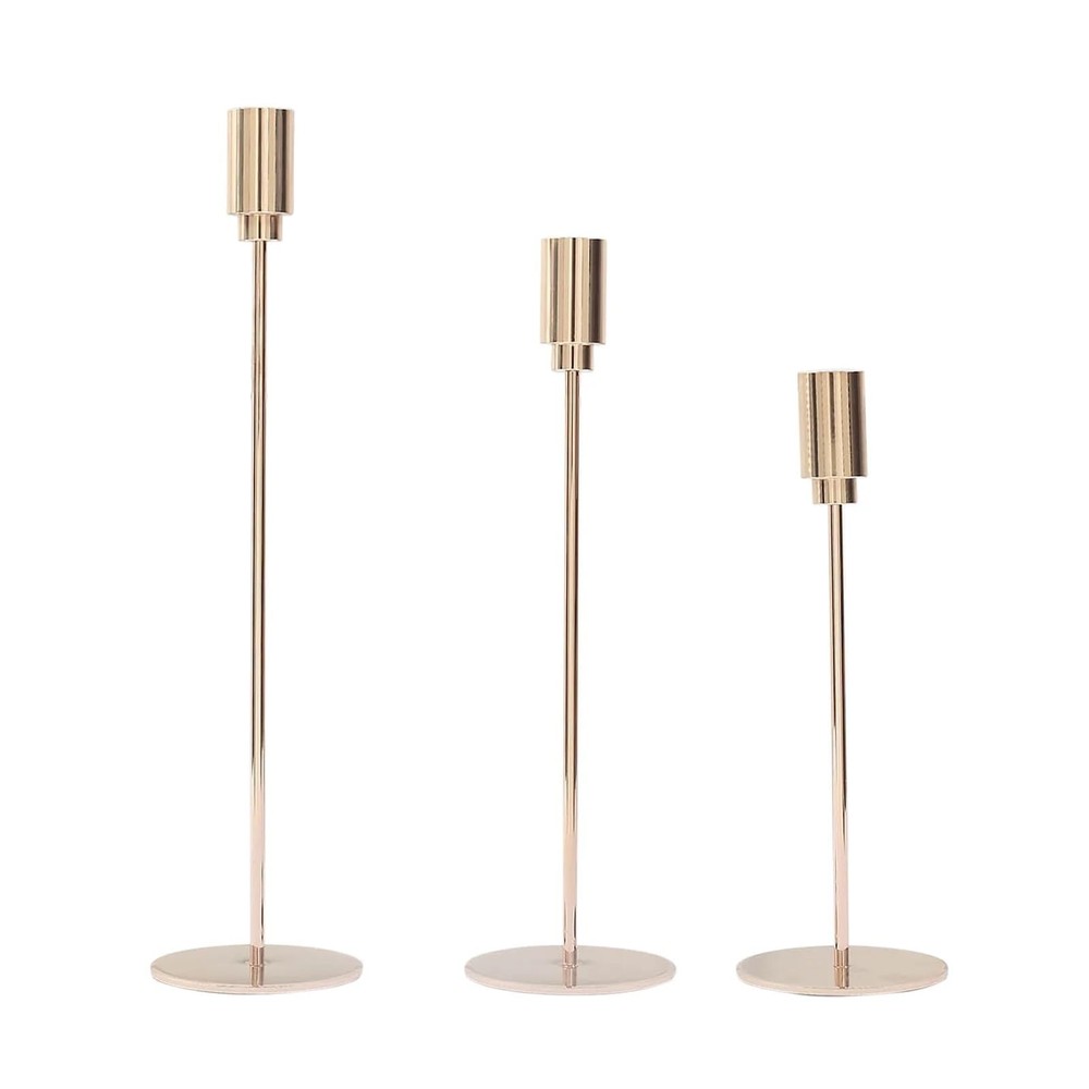 Balsa Circle 3 Gold Metal Candlesticks Stands Taper Candle Holders 13″,