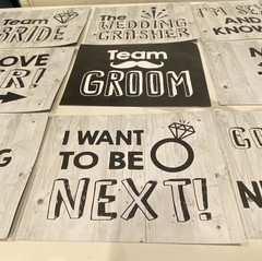 Reverse Wedding Photo Booth Signs Set Rustic Black White Bride Groom Props