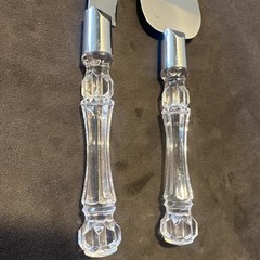 Vintage Cake Knife and Server Set, Stainless Blades with Resin Crystal Handles