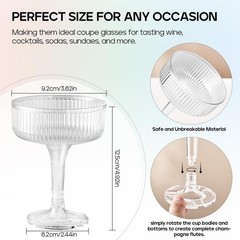 20 Pack Plastic Champagne Tower, 7oz Champagne Coupe Unbreakable Plastic Cock…