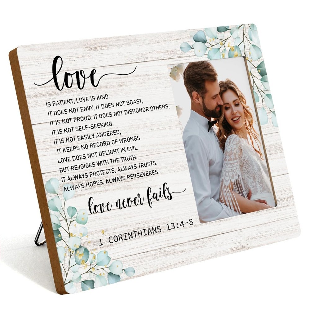 IAXIC Wedding Gifts for Couple Anniversary Photo Frame Religious Scripture Ru…