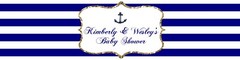 Navy Blue, White & Gold Frame with Nautical Anchor water bottle labels Wedding