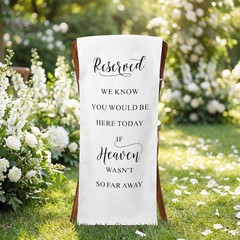 HunnmingRe Reserved Wedding Chair Sign Banner Loving Memory Linen, White
