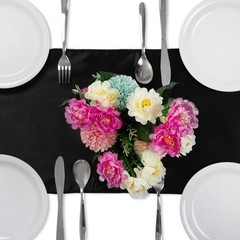 5 Pack Black Satin Table Runner 12 x 108 Inches Long, Bright Satin Silky Smoo…