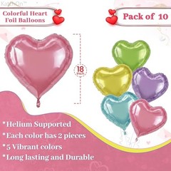 , Pastel Heart Balloons Set – 18 Inch, Pack Of 10 | Pride Multi Color