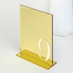 Gold Mirror Acrylic Wedding Table Numbers 115 With Stands 5×7 Inch Set