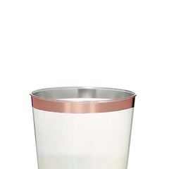 9 oz Clear with Rose Gold Rim Plastic Disposable Cups Party Tableware Wedding