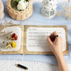 Wood Grain Wedding Guest Book with Pen for Wedding Decor Birthday Rustic Leaves
