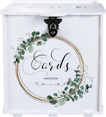 Wedding Card Box with Lock White Wooden Gift Envelope Money Box for Reception…