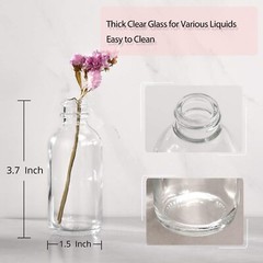 8 Pack, 2 oz Small Clear Glass Bottles w/ Lid & 2 Stainless Steel 2oz,