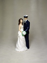 Coast Guard Enlisted Military Groom and Bride 4.5″ wedding cake topper top OD90