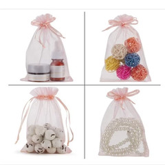 50Pcs Pink Organza Drawstring Jewelry Small Bag for Earring Favor Wrapping Packi