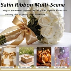 Gold Satin Ribbon 2-Pack, 2 Inch x 25 Yards Each – Premium Solid Fabric gold
