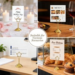 16 Pieces Table Place Card Holders 4 inches Steel Card Holders for Photos, Fo…