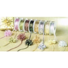 1/8″ 50 Yards Organza Iridescent Center with String Pull Ribbon Bow LIME