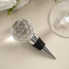 SILVER CLEAR Crystal Glass Ball Metal Wine BOTTLE STOPPER Wedding Favor Party