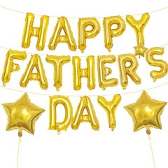 16 Inch “HAPPY FATHER’S DAY” Balloons Banner with 18 Inch Star Balloons – Gold