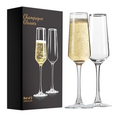 PARACITY Champagne Flutes, Glasses Set 2 Count (Pack of 1), Clear
