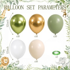 Sage Green Gold Balloons, 12 Inch 60 Pcs Metallic 12 Inch, White