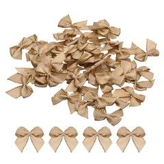 100Pcs Mini Metallic Edge Ribbon Bow 1″ Flower Bows Soft Gold Edge Brown