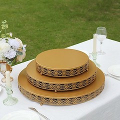 12″ Gold Metal Fleur De Lis Round Pedestal Cake Stand Party Events Decorations