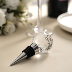 SILVER CLEAR Crystal Glass Ball Metal Wine BOTTLE STOPPER Wedding Favor Party