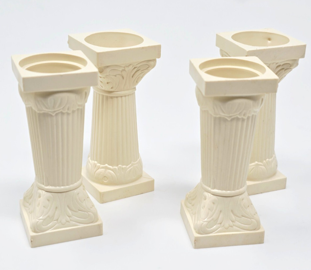 Lot of 4 Vintage Pillars Columns Grecian Roman Wedding cake decor 2 3/4″ (Short)