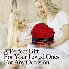 GLAMOUR BOUTIQUE 27 Flower Forever Heart Shape Box, 27 Roses, Red 27 Roses