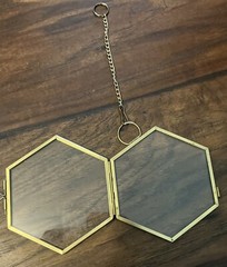 Vintage Hanging Hexagon Pressed Flower Photo Keepsake Frame, 3.5”